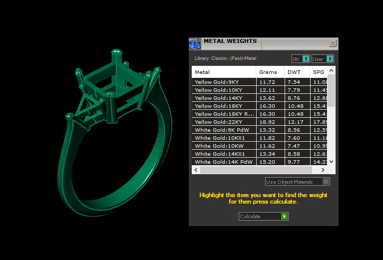 Princess-Cut Ruby and Emerald Solitaire Rings in Yellow Gold 3D print model_9