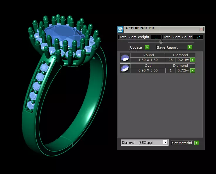 Luxurious Gold Ring with Oval Ruby and Diamond Halo Accent 3D print model_6