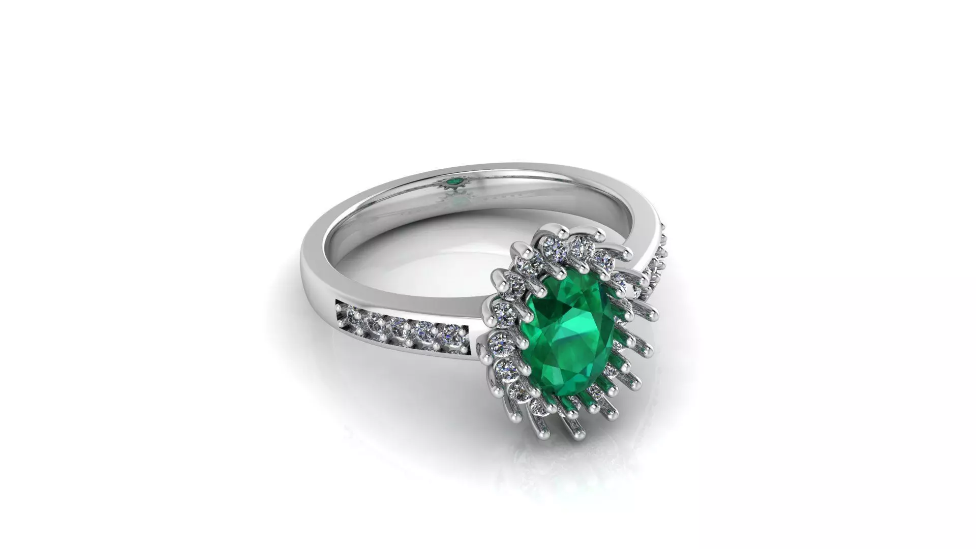 Luxurious Gold Ring with Oval Ruby and Diamond Halo Accent 3D print model_3