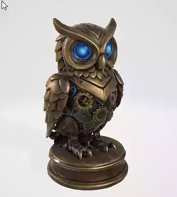 Ornamental Golden Owl 3D Model 3D model