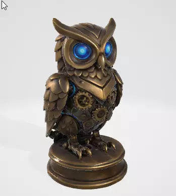 Ornamental Golden Owl 3D Model 3D model_0