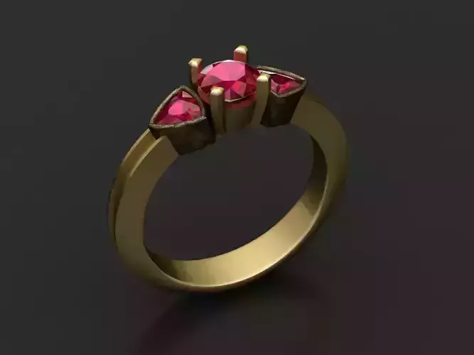 Luxurious Gold Ring with Ruby 3D print model