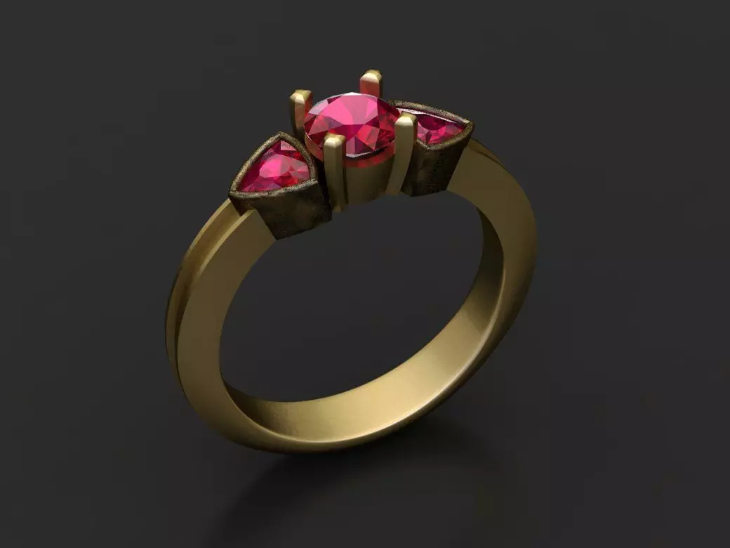 Luxurious Gold Ring with Ruby 3D print model_0