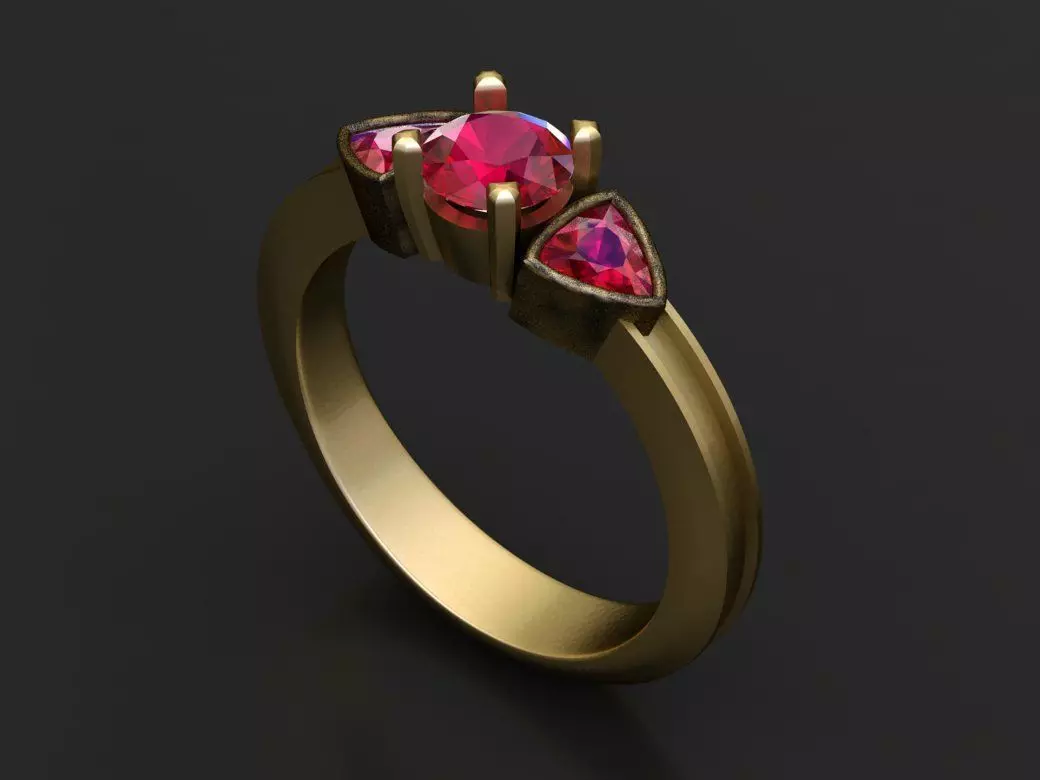 Luxurious Gold Ring with Ruby 3D print model_1