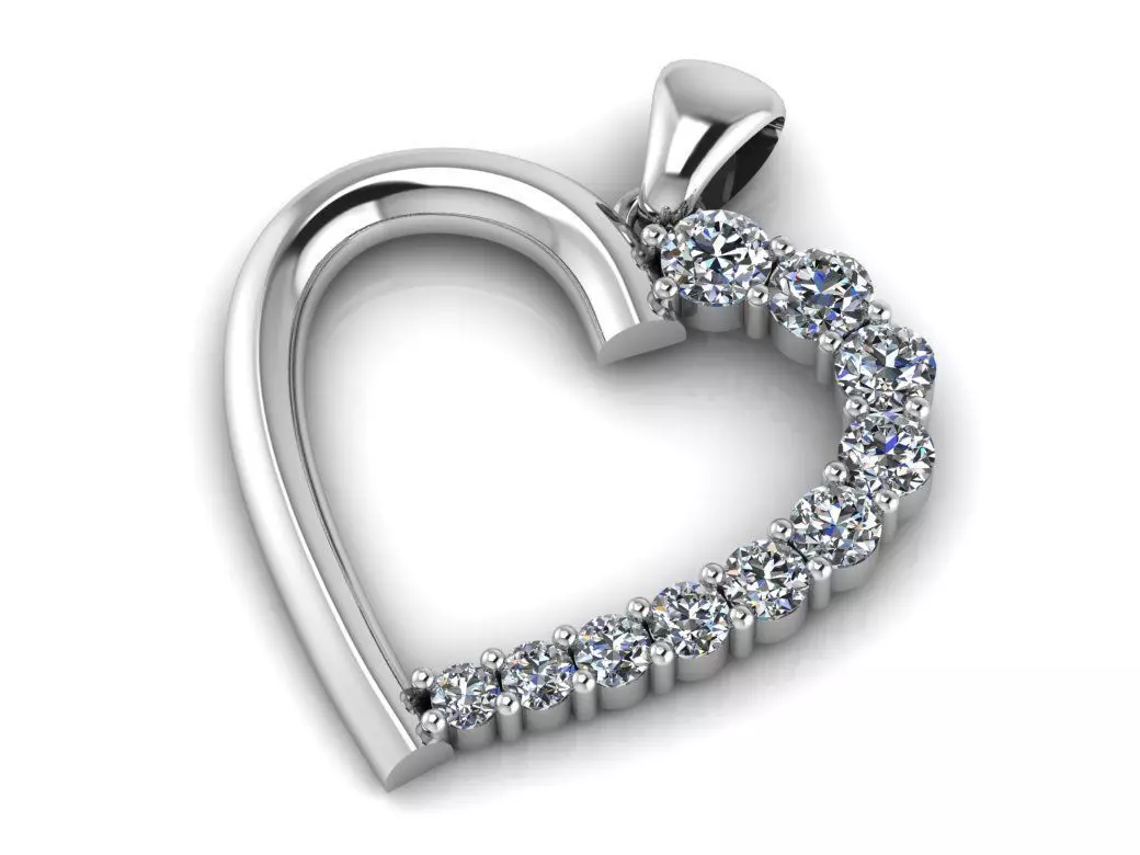 Heart pendent with dimond gold 3D print model_2