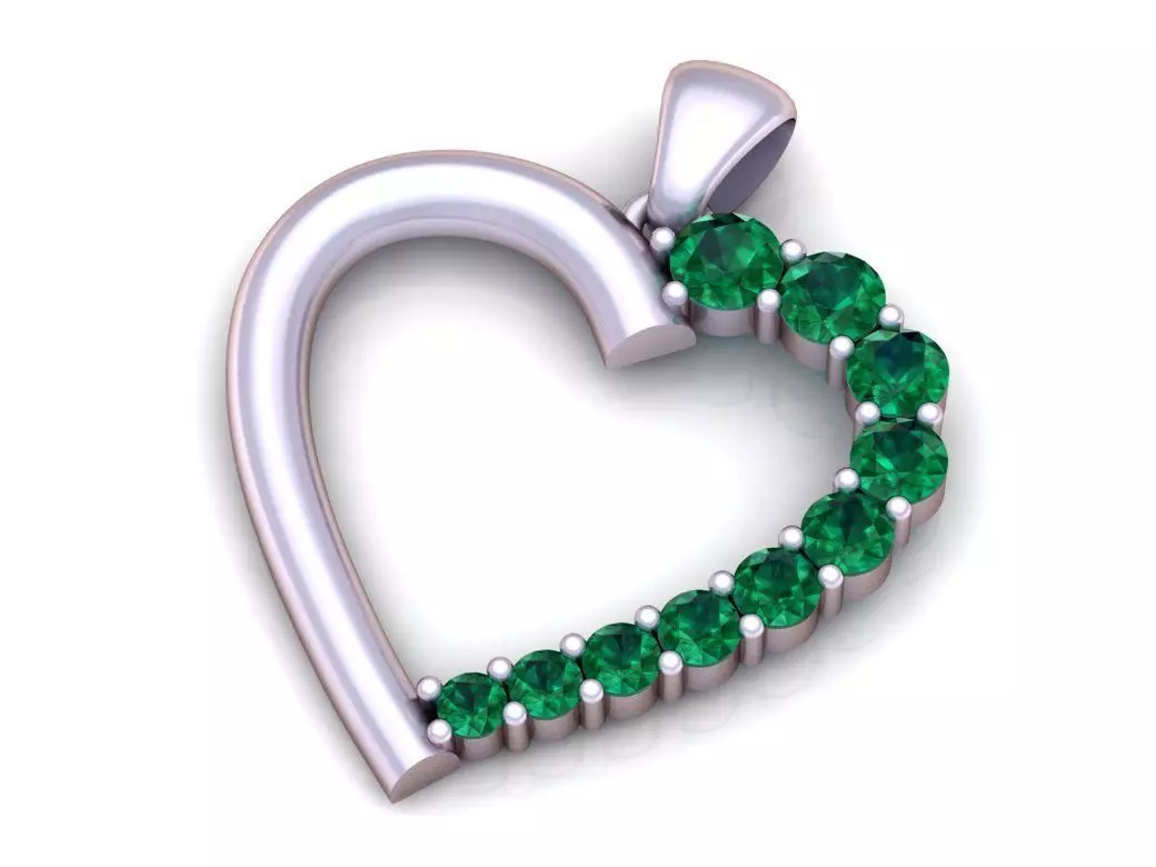 Heart pendent with dimond gold 3D print model_3