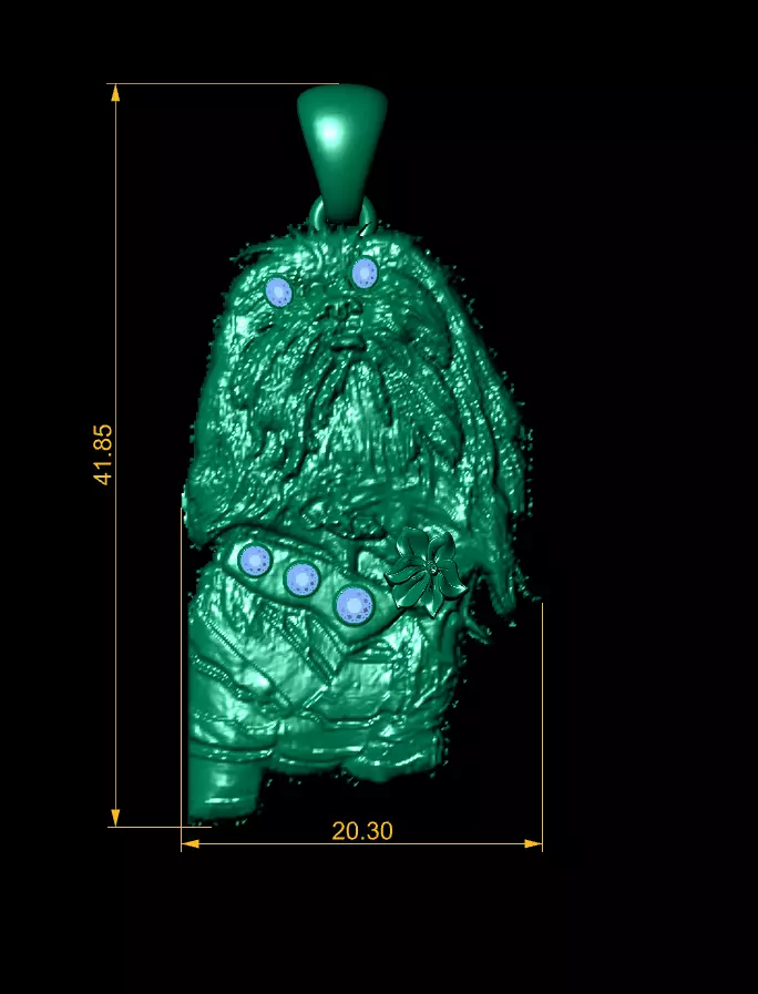 gold pendent of dog style with dimond  3D print model_5