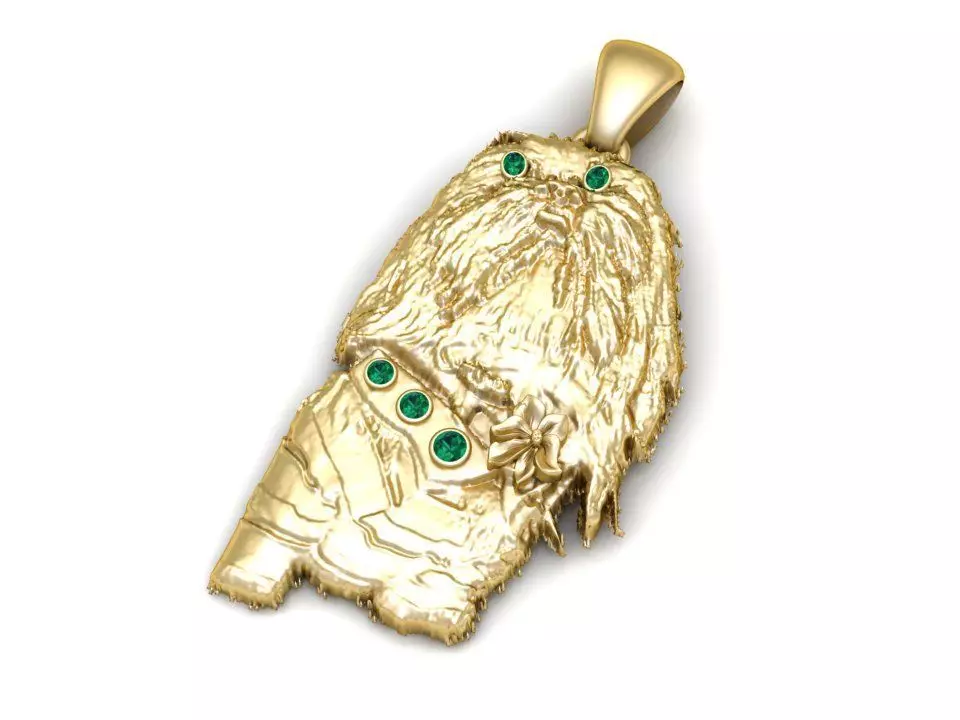 gold pendent of dog style with dimond  3D print model_2