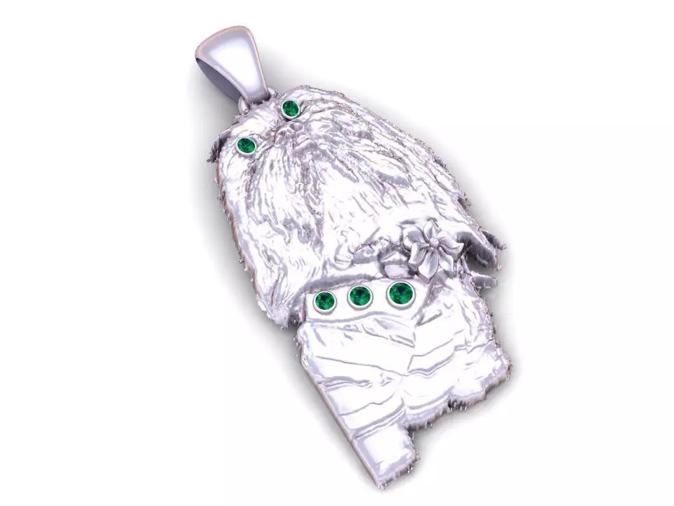 gold pendent of dog style with dimond  3D print model_3