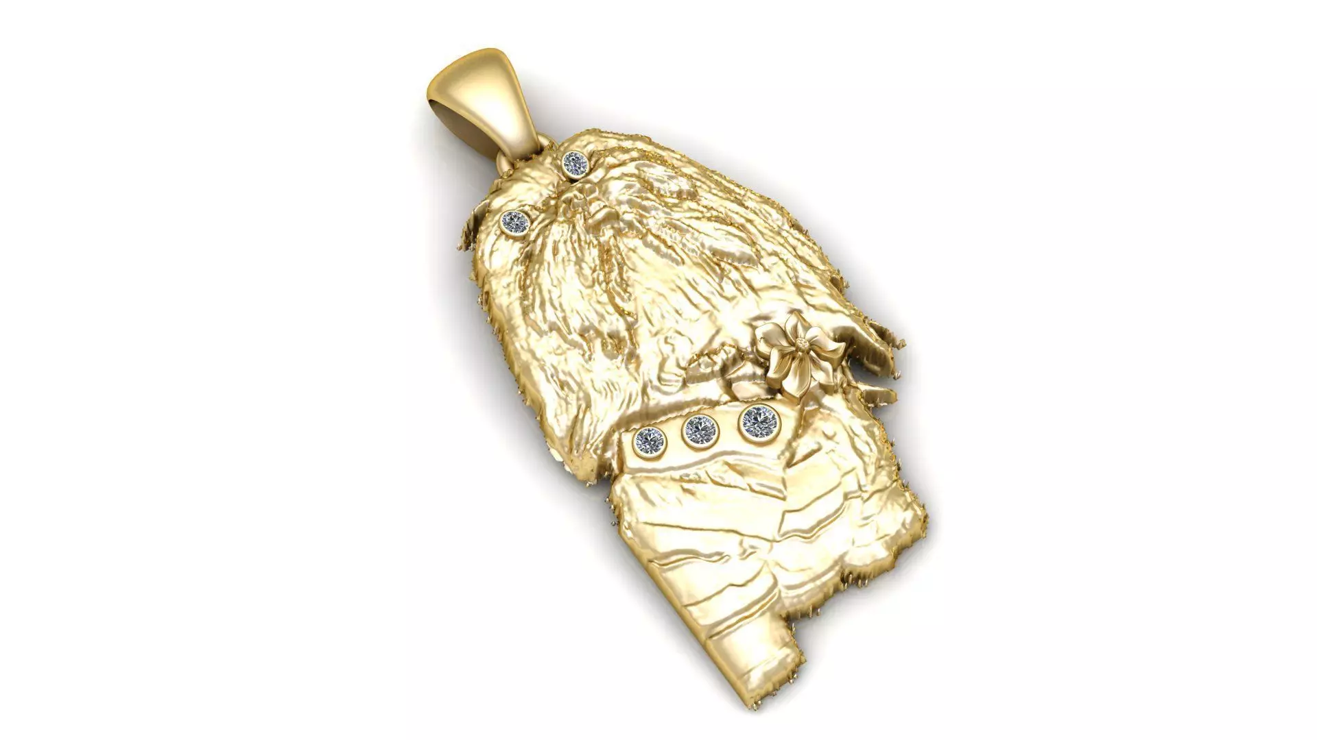gold pendent of dog style with dimond  3D print model_0