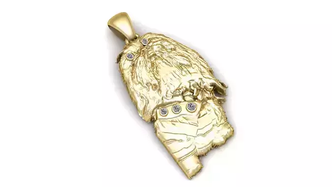 gold pendent of dog style with dimond  3D print model