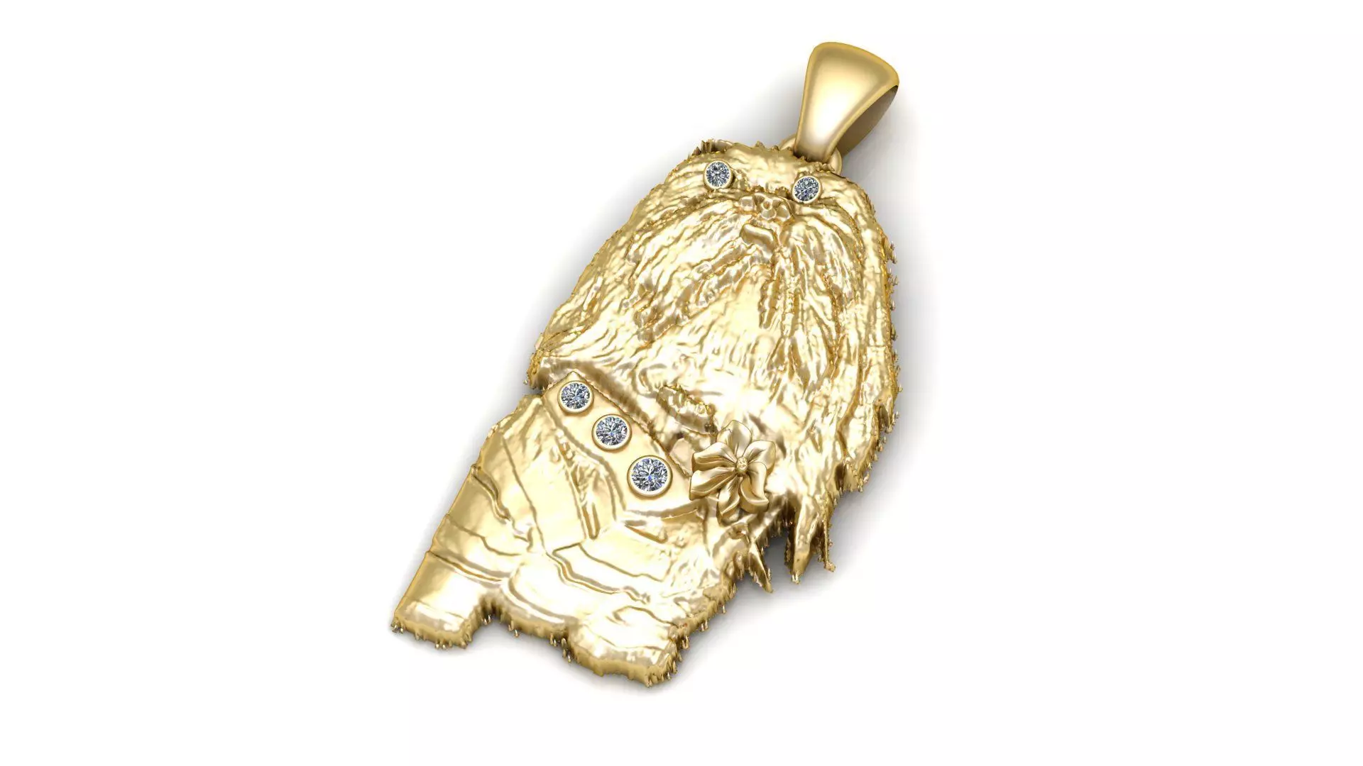 gold pendent of dog style with dimond  3D print model_1