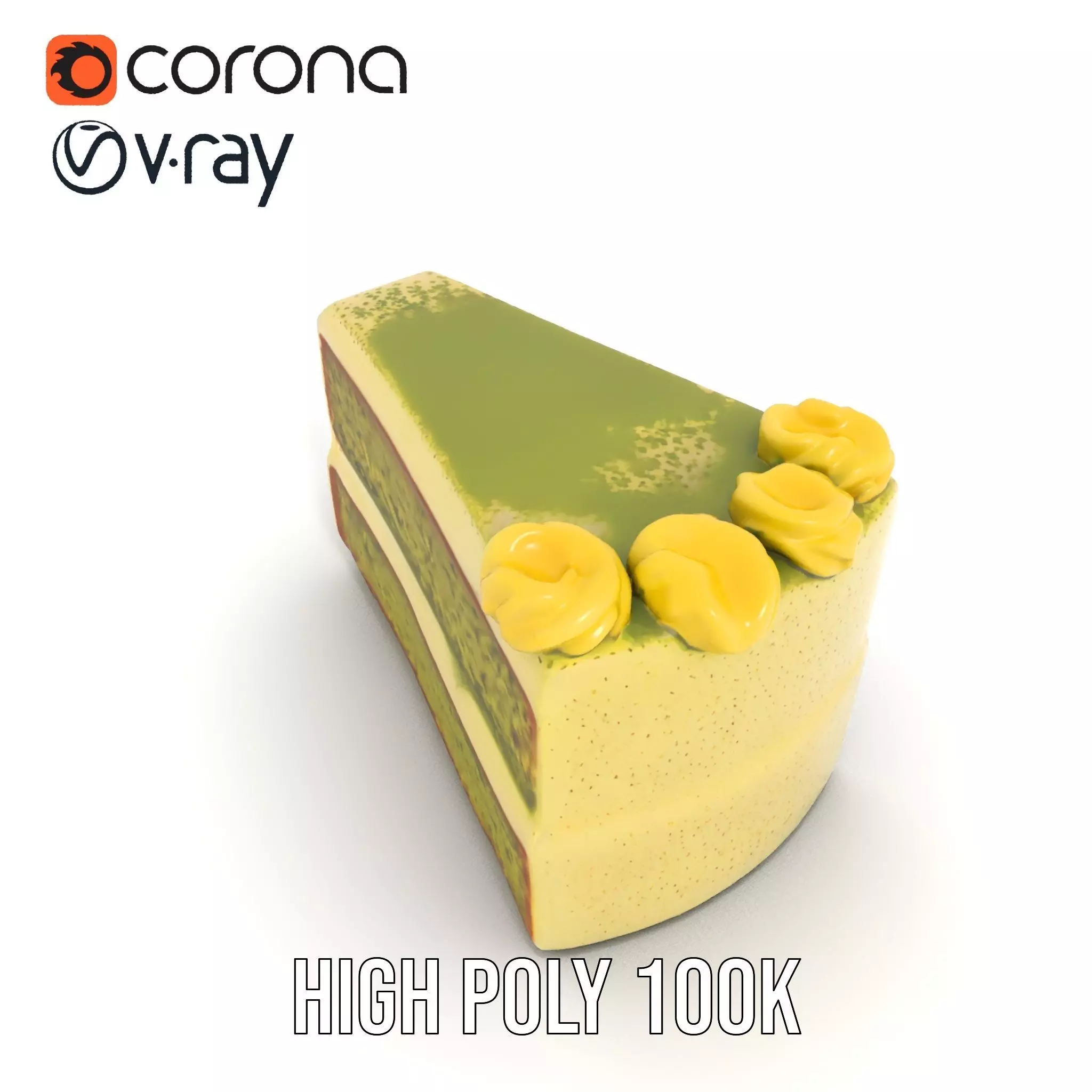 Matcha Cake Slice model pack Low-poly 3D model_19