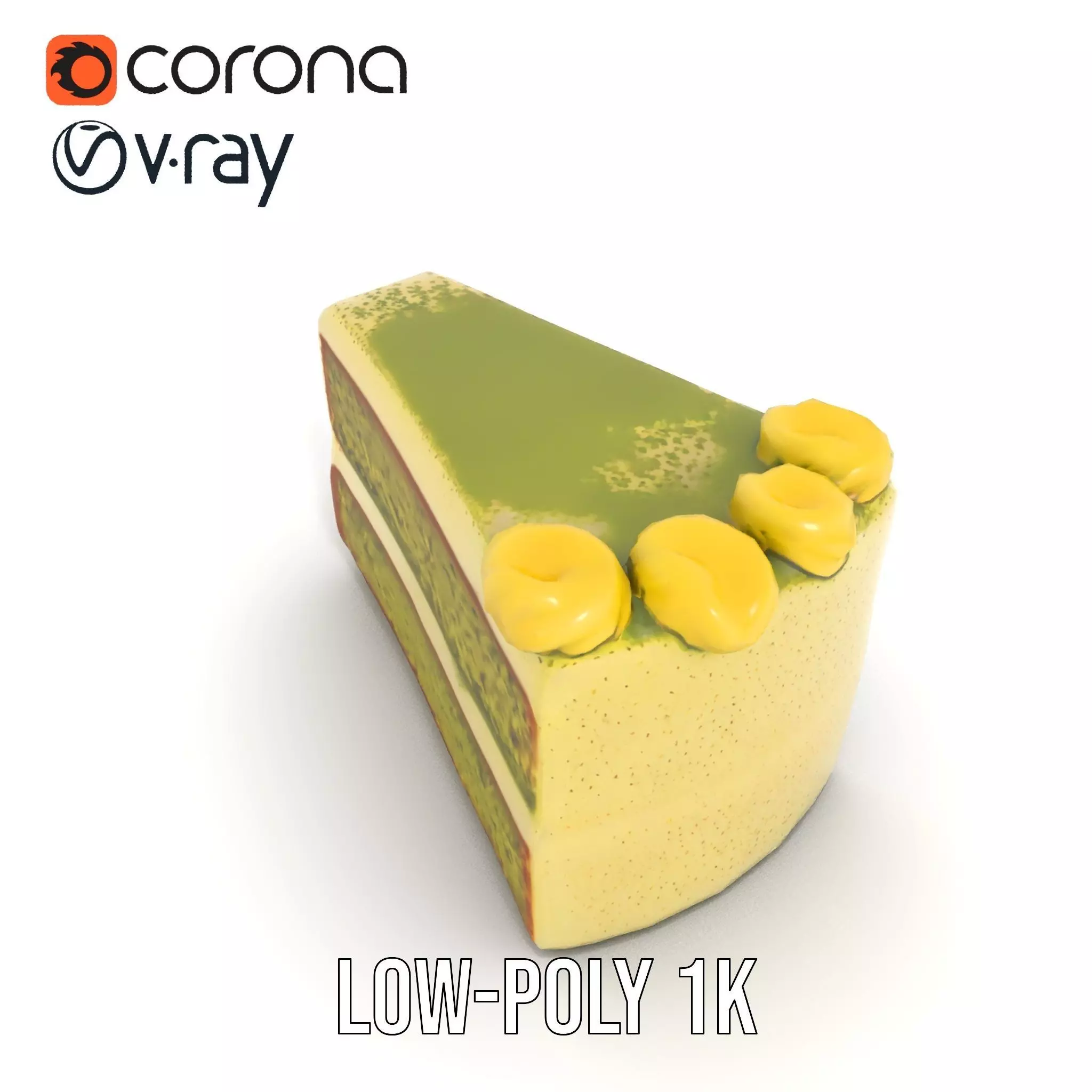 Matcha Cake Slice model pack Low-poly 3D model_21