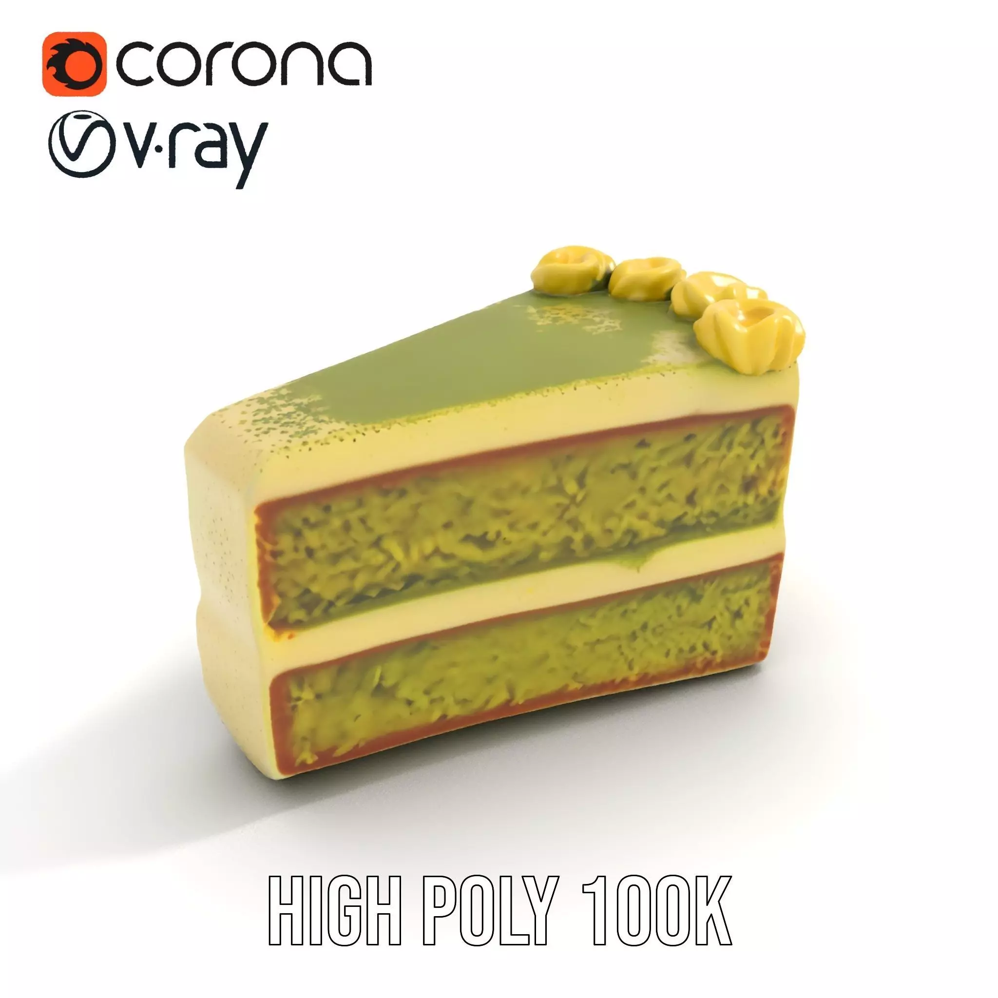 Matcha Cake Slice model pack Low-poly 3D model_29