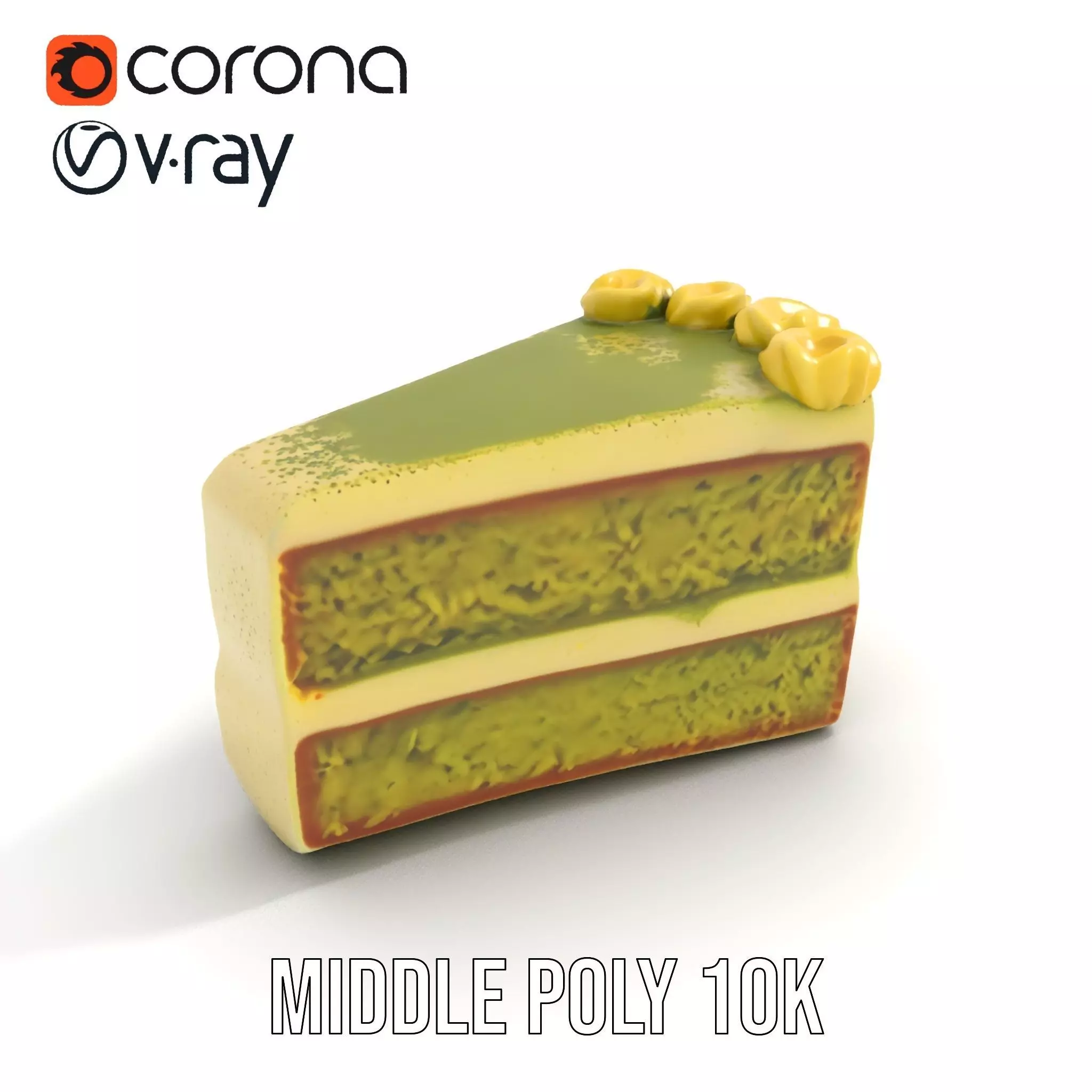 Matcha Cake Slice model pack Low-poly 3D model_12
