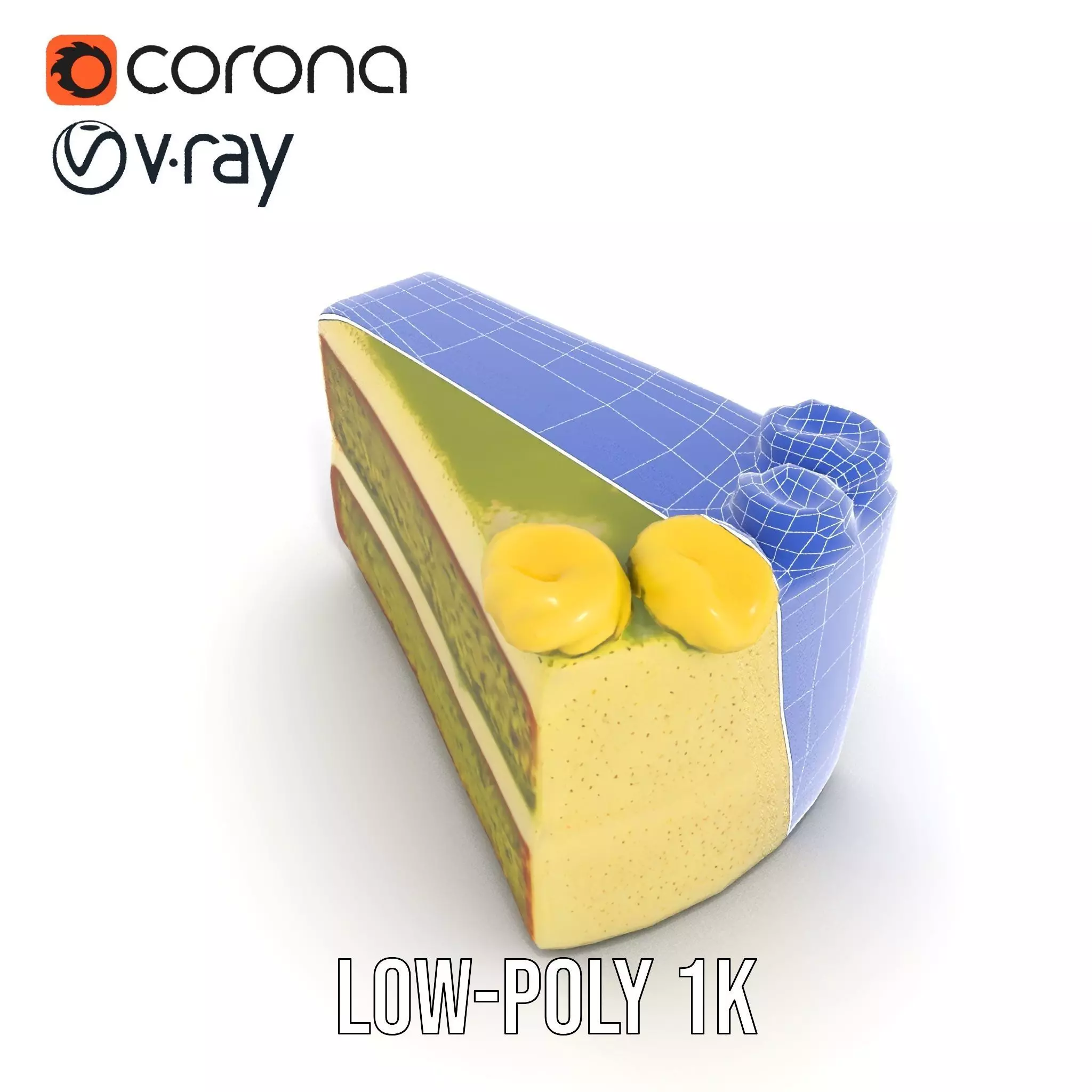 Matcha Cake Slice model pack Low-poly 3D model_15