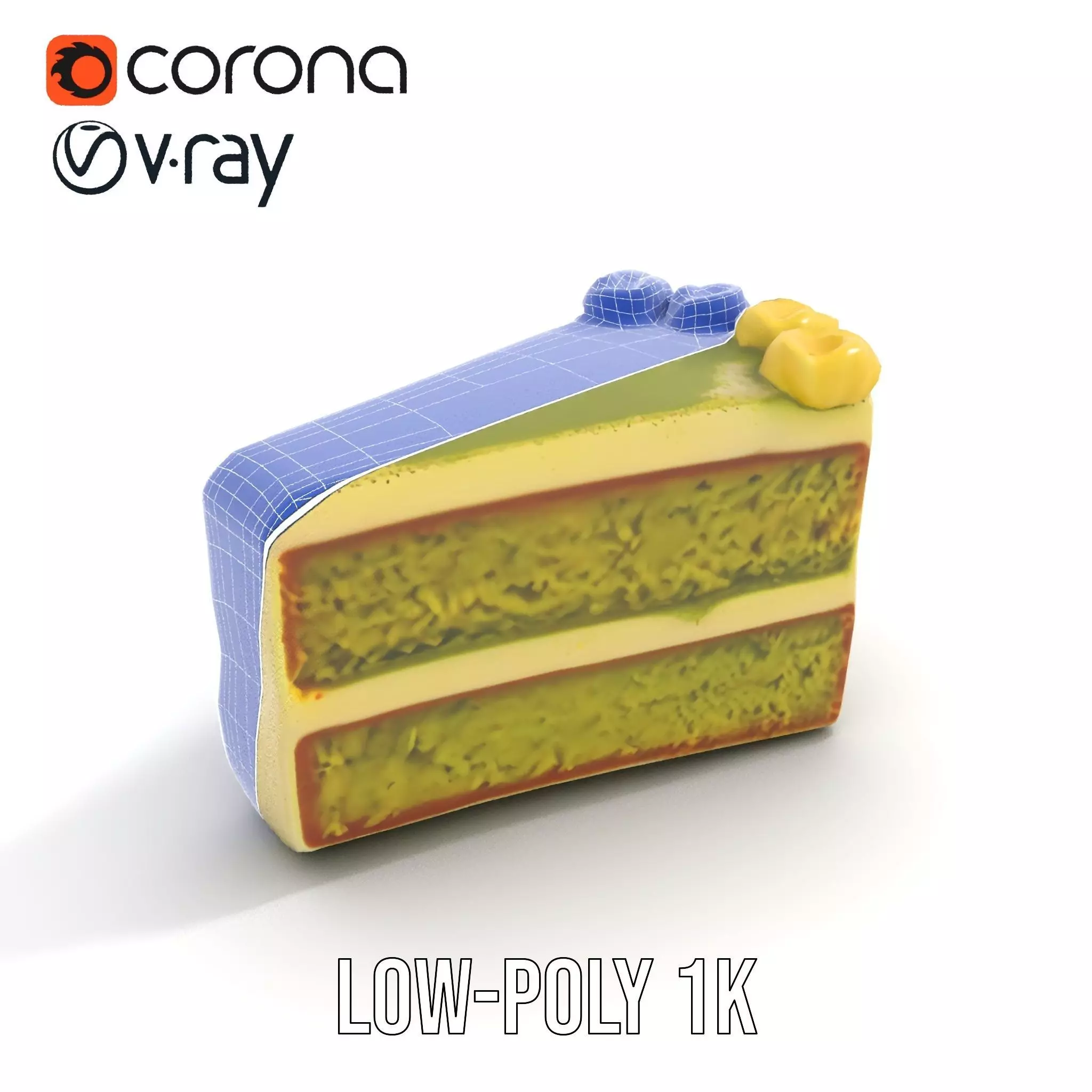 Matcha Cake Slice model pack Low-poly 3D model_13