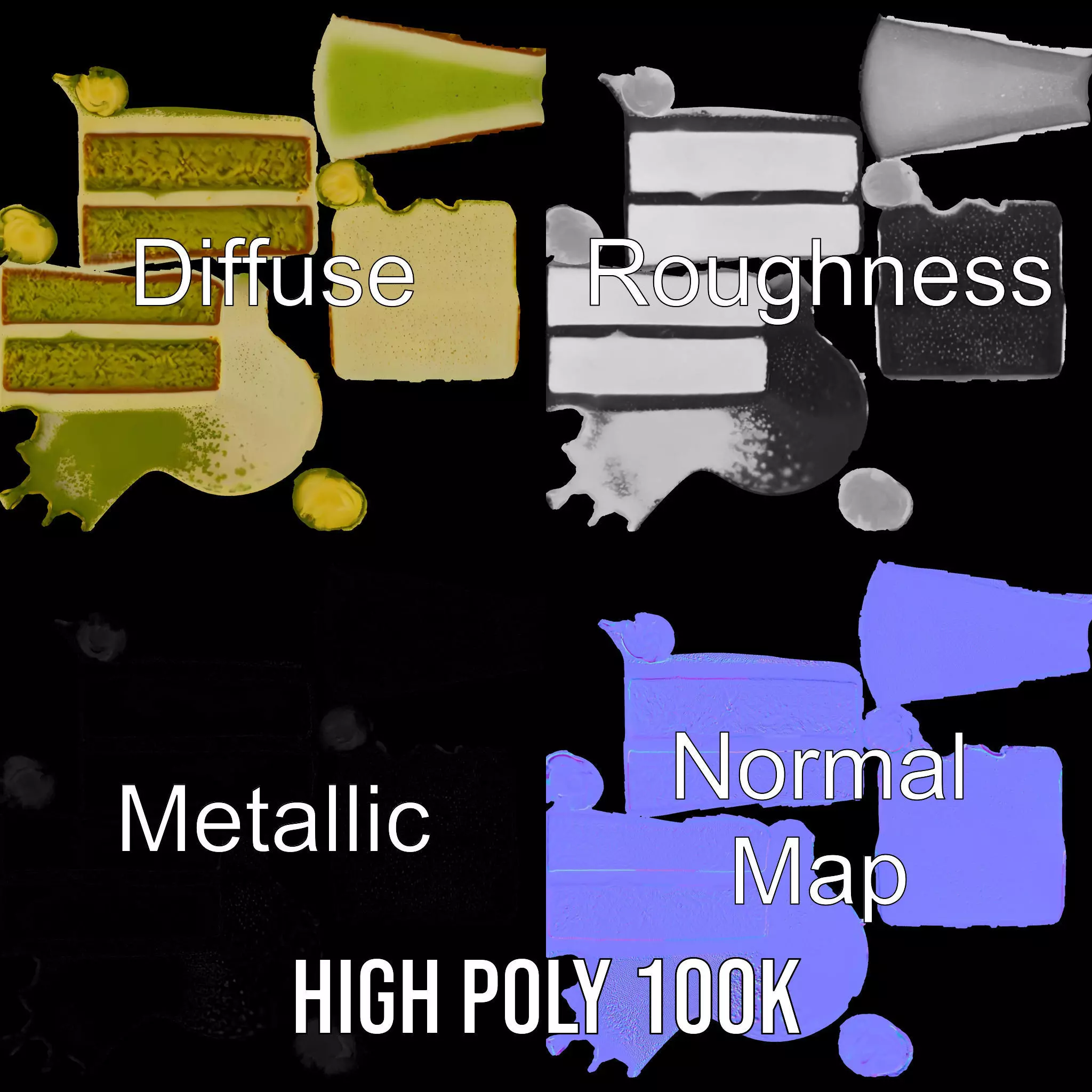 Matcha Cake Slice model pack Low-poly 3D model_4