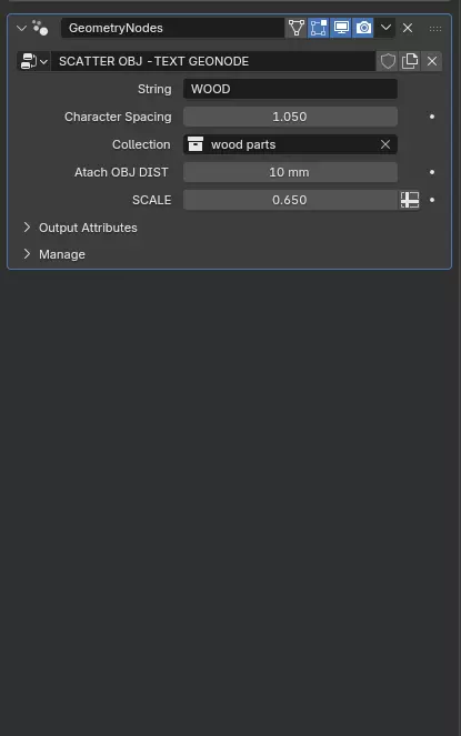Bender Geo Nodes Scatter objects on Custom Text 3D model_3