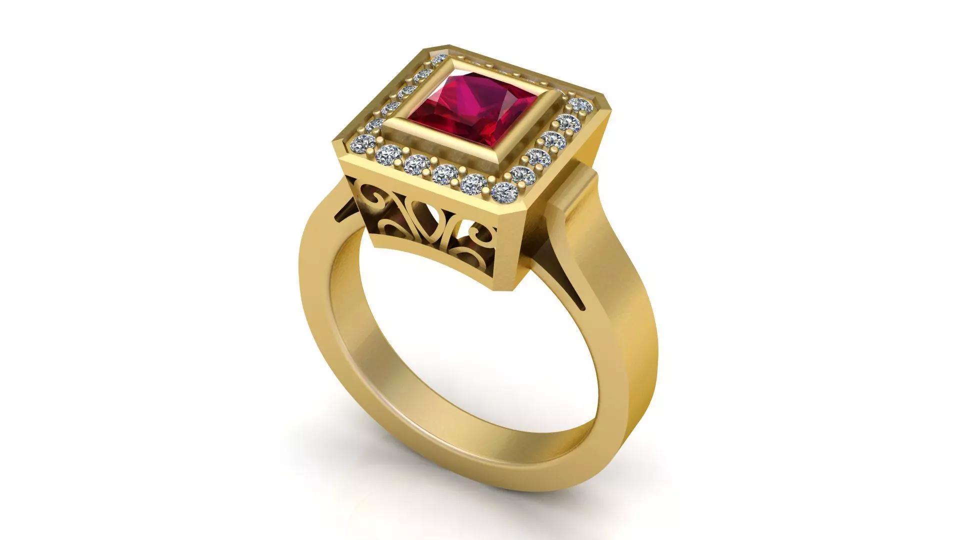 Luxury Gemstone Wedding Rings 3D model 3D print model_1