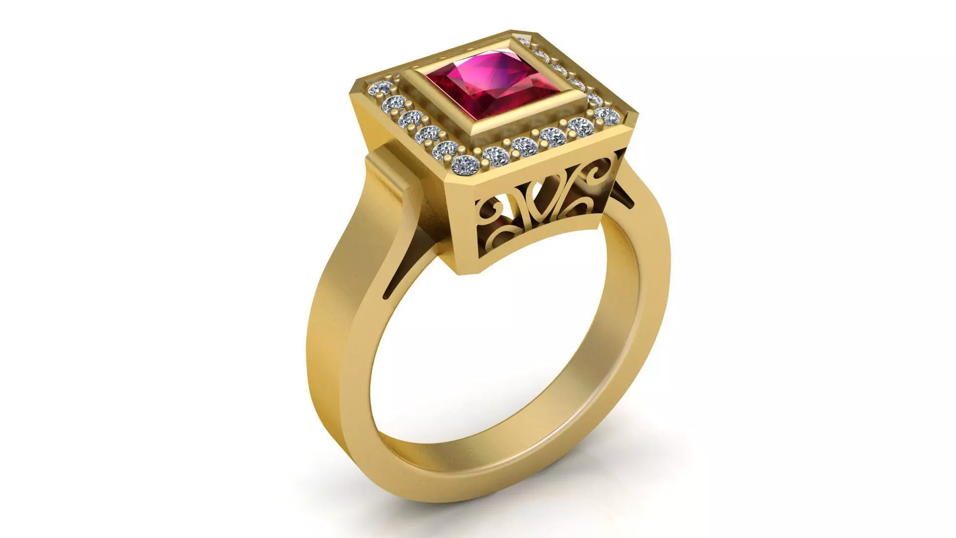 Luxury Gemstone Wedding Rings 3D model 3D print model_0