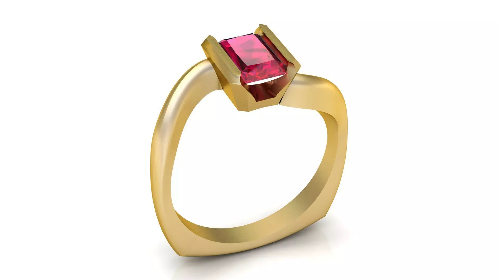 Emerald Solitaire Rings in Yellow Gold 3D print model 3D print model