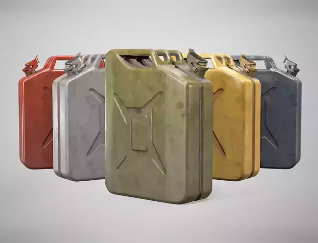 Classic Metal Jerrycan - Vintage Fuel Gas Oil Can AAA Game Ready