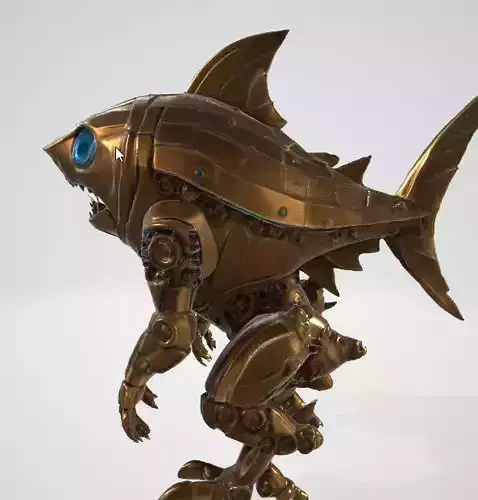 Humanoid Golden Shark 3D Model 3D model