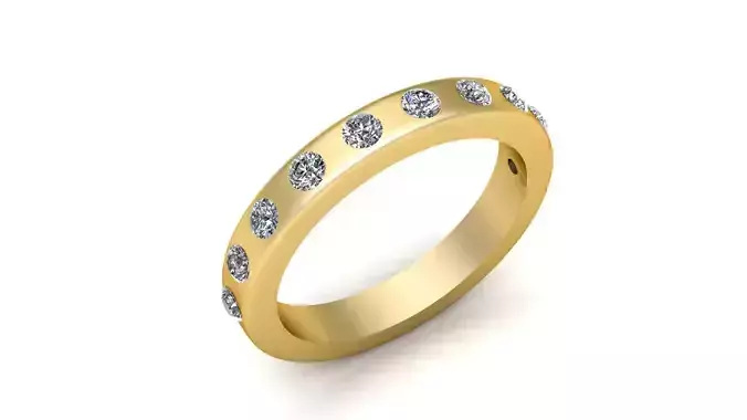 simple gold ring with diamond 3D print model