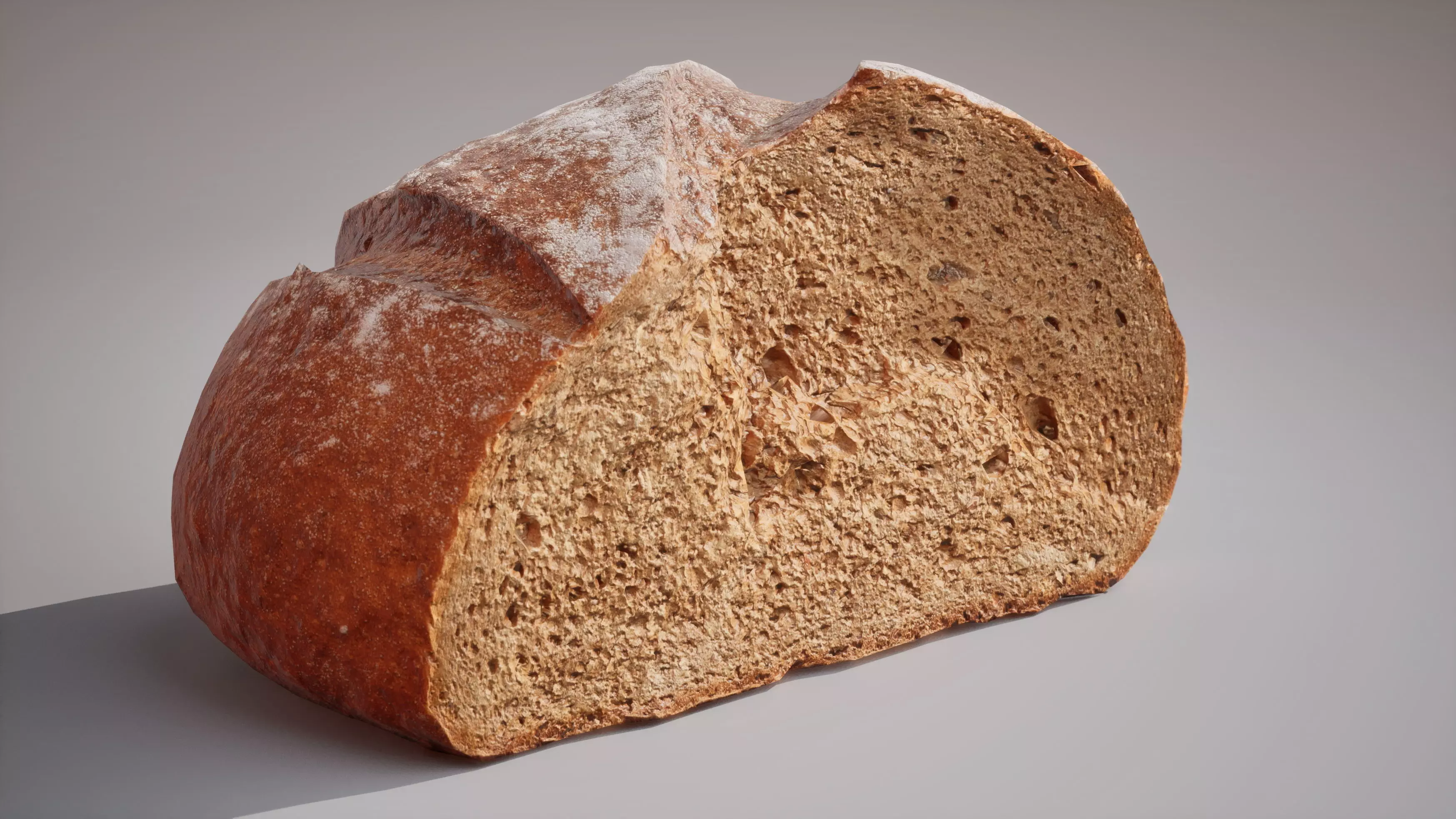 Half of rye bread Game ready model 3K triangles 4K PBR textures Low-poly 3D model_0