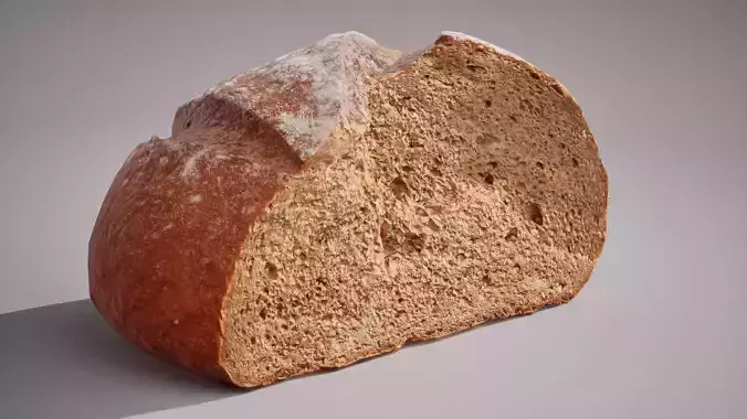 Half of rye bread Game ready model 3K triangles 4K PBR textures