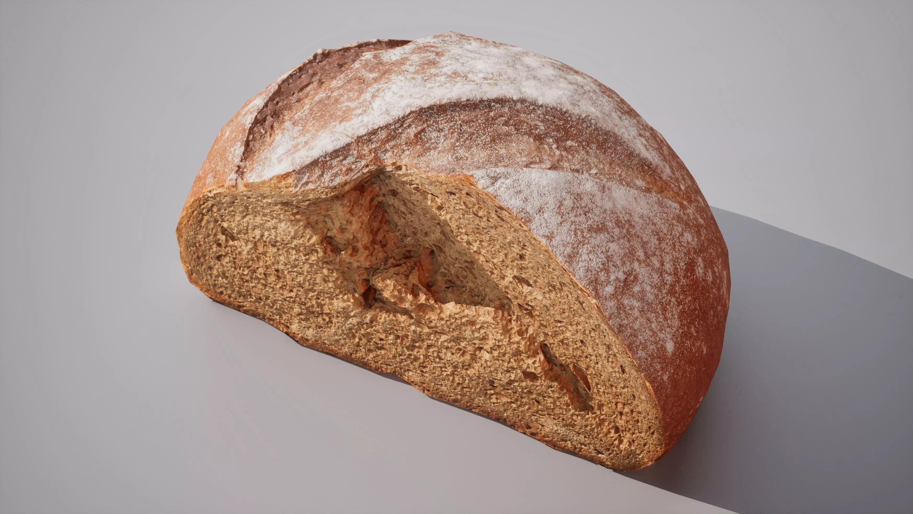 Half of rye bread Game ready model 3K triangles 4K PBR textures Low-poly 3D model_2