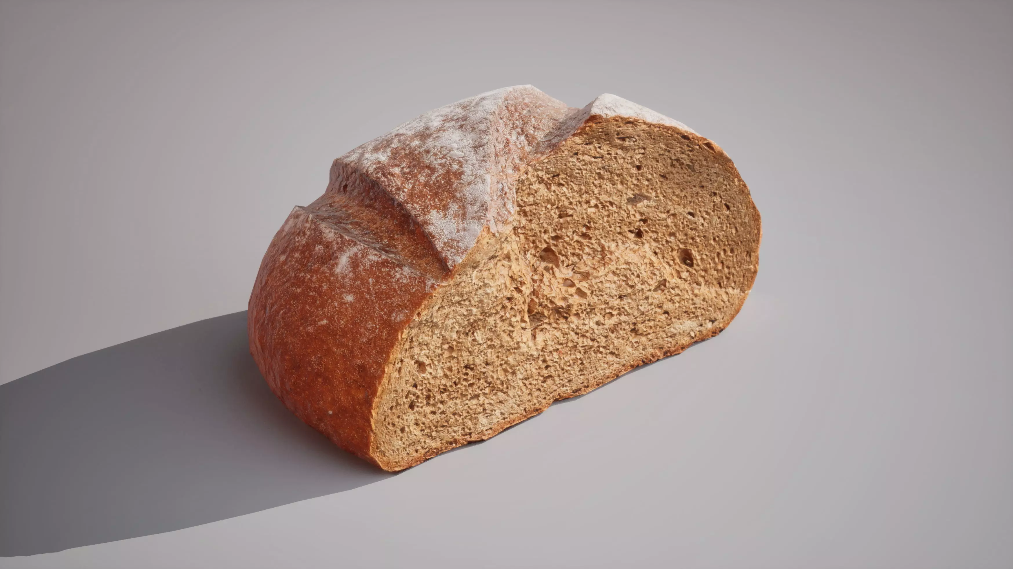 Half of rye bread Game ready model 3K triangles 4K PBR textures Low-poly 3D model_3