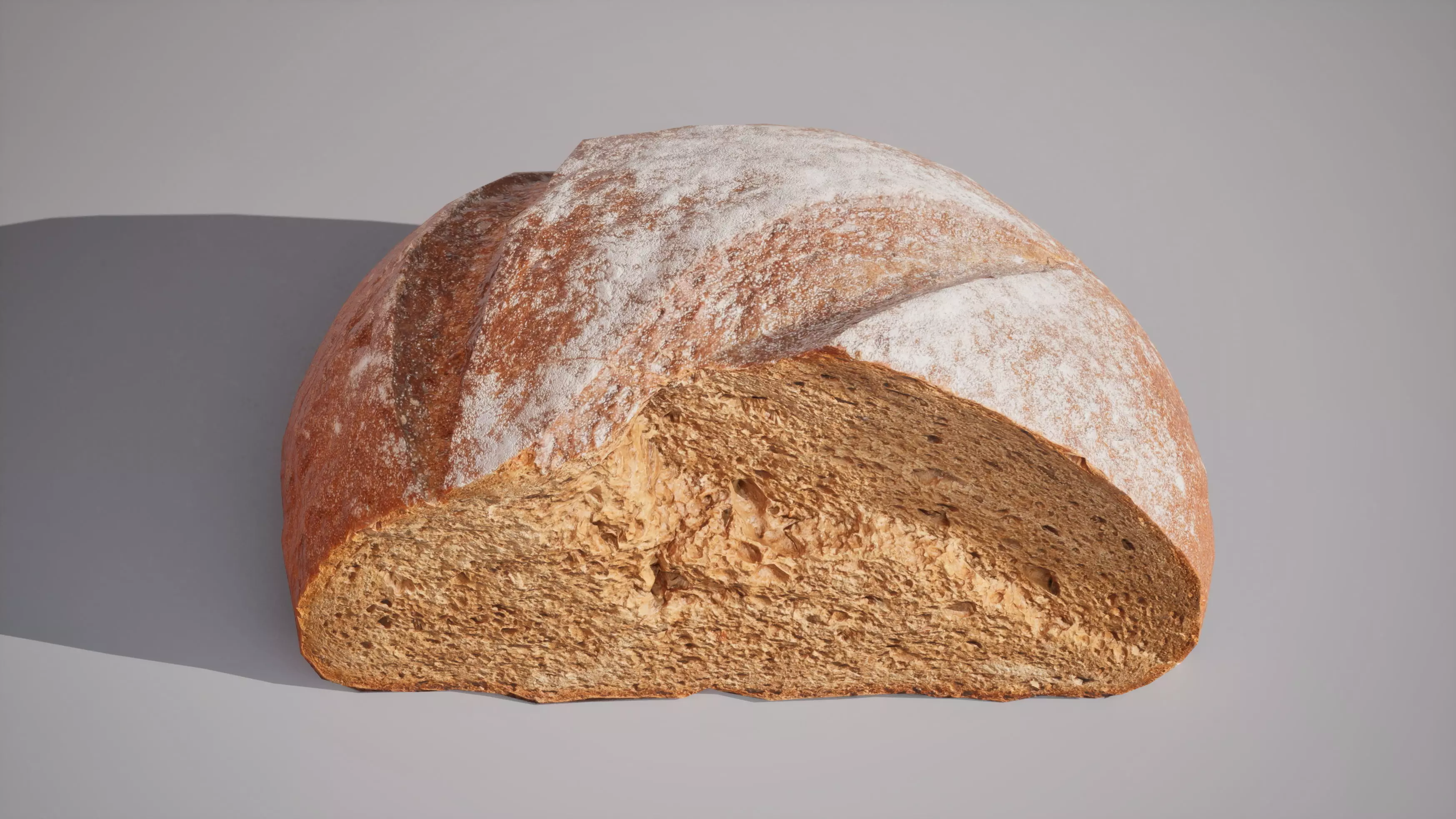 Half of rye bread Game ready model 3K triangles 4K PBR textures Low-poly 3D model_1