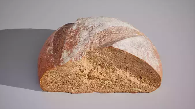 Half of rye bread Game ready model 3K triangles 4K PBR textures Low-poly 3D model 2