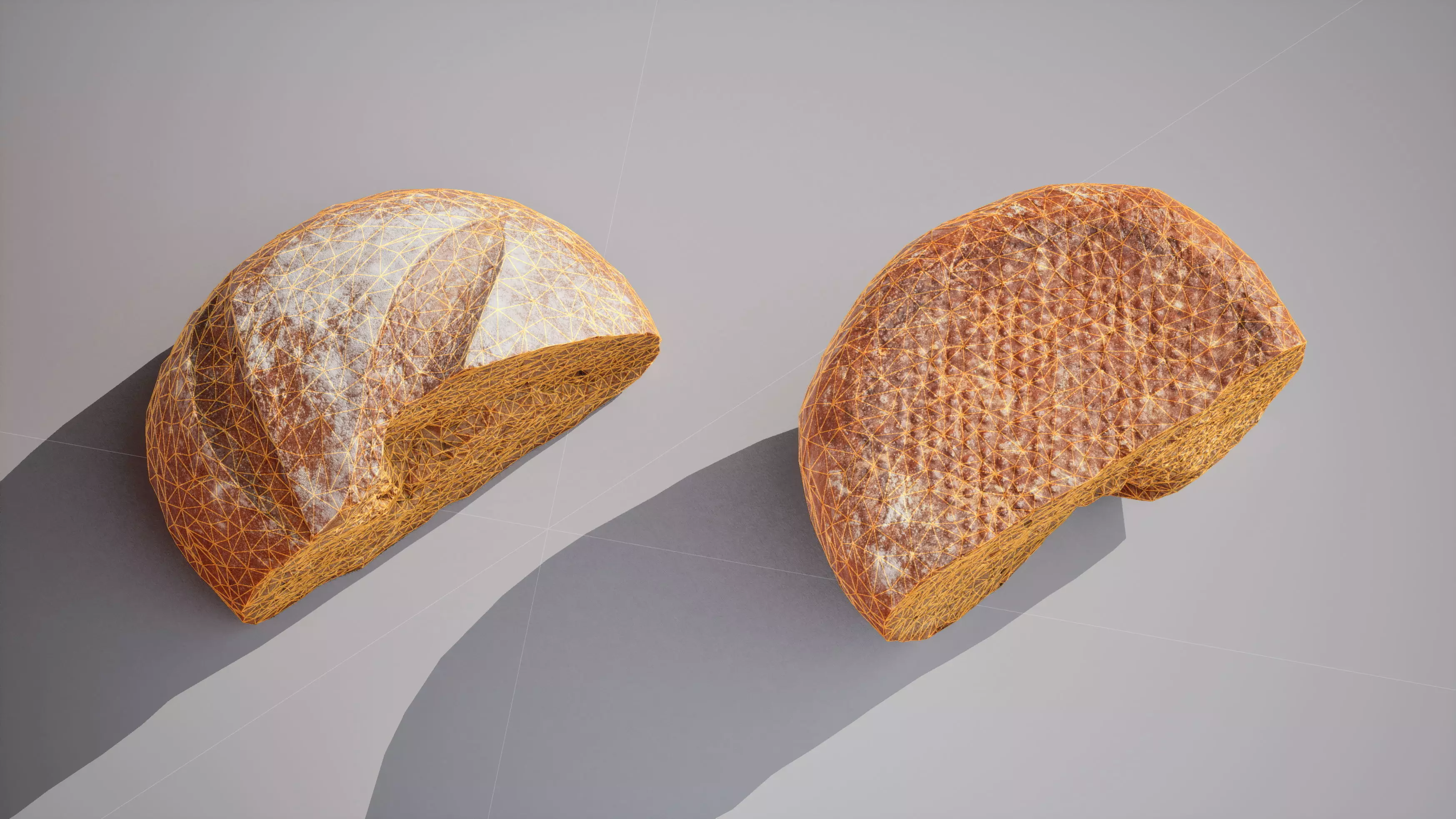 Half of rye bread Game ready model 3K triangles 4K PBR textures Low-poly 3D model_18