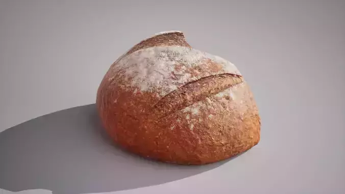 Half of rye bread Game ready model 3K triangles 4K PBR textures Low-poly 3D model 7