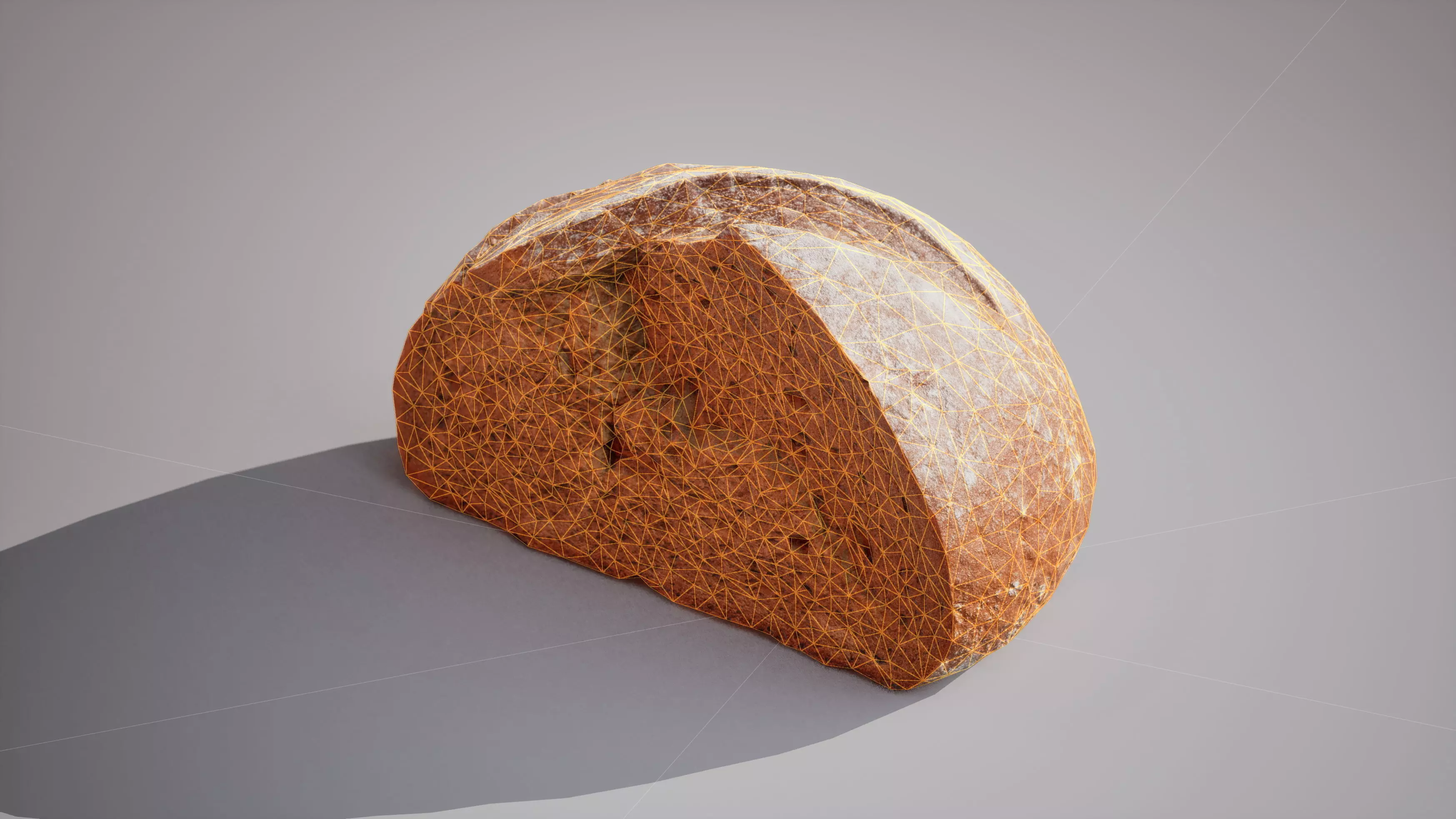 Half of rye bread Game ready model 3K triangles 4K PBR textures Low-poly 3D model_15