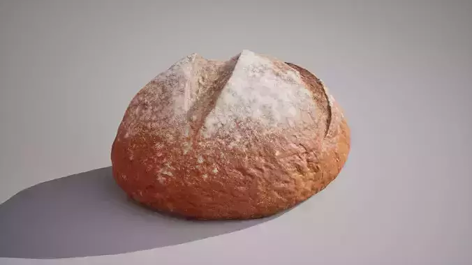 Half of rye bread Game ready model 3K triangles 4K PBR textures Low-poly 3D model 6