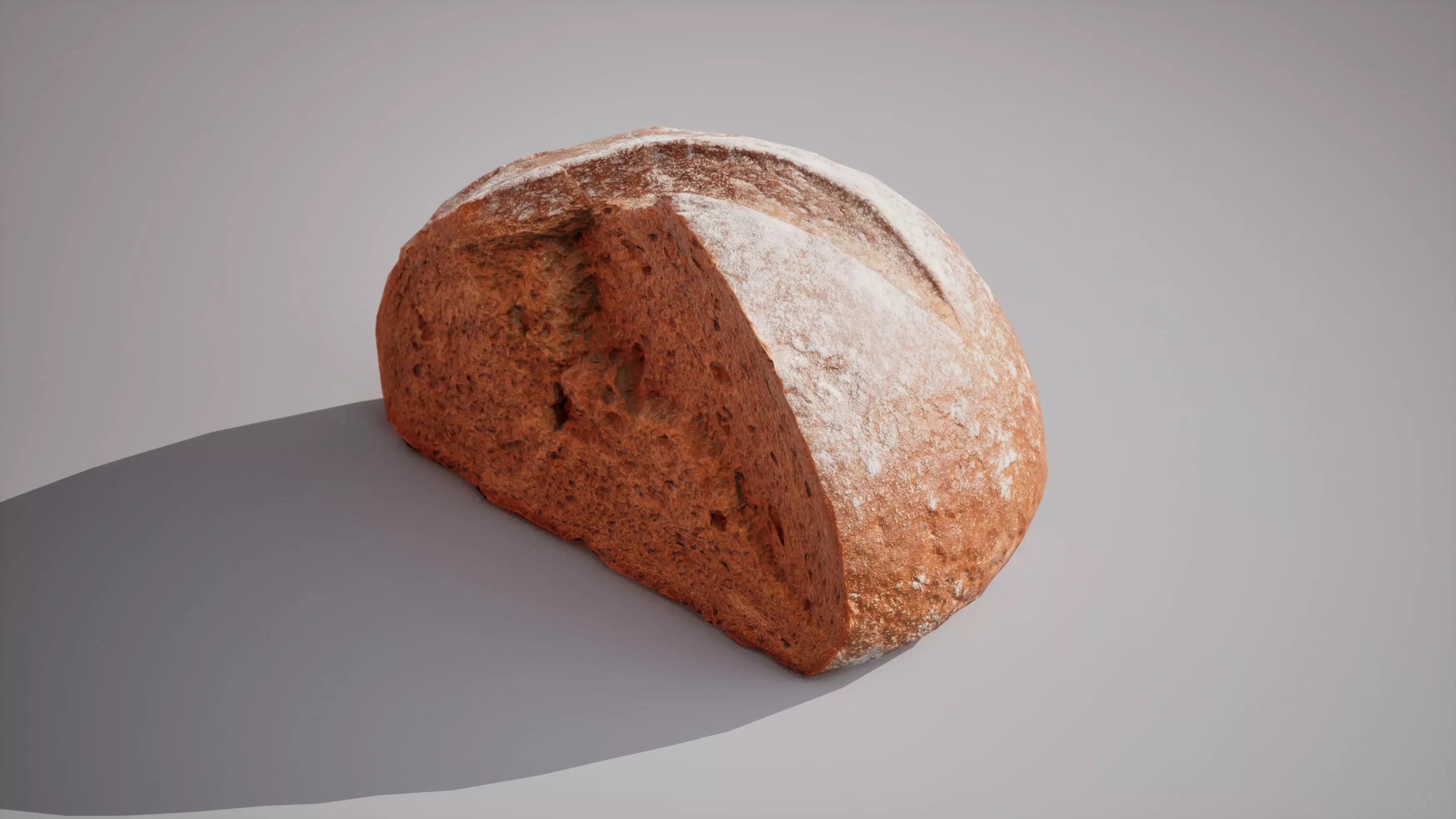 Half of rye bread Game ready model 3K triangles 4K PBR textures Low-poly 3D model_4