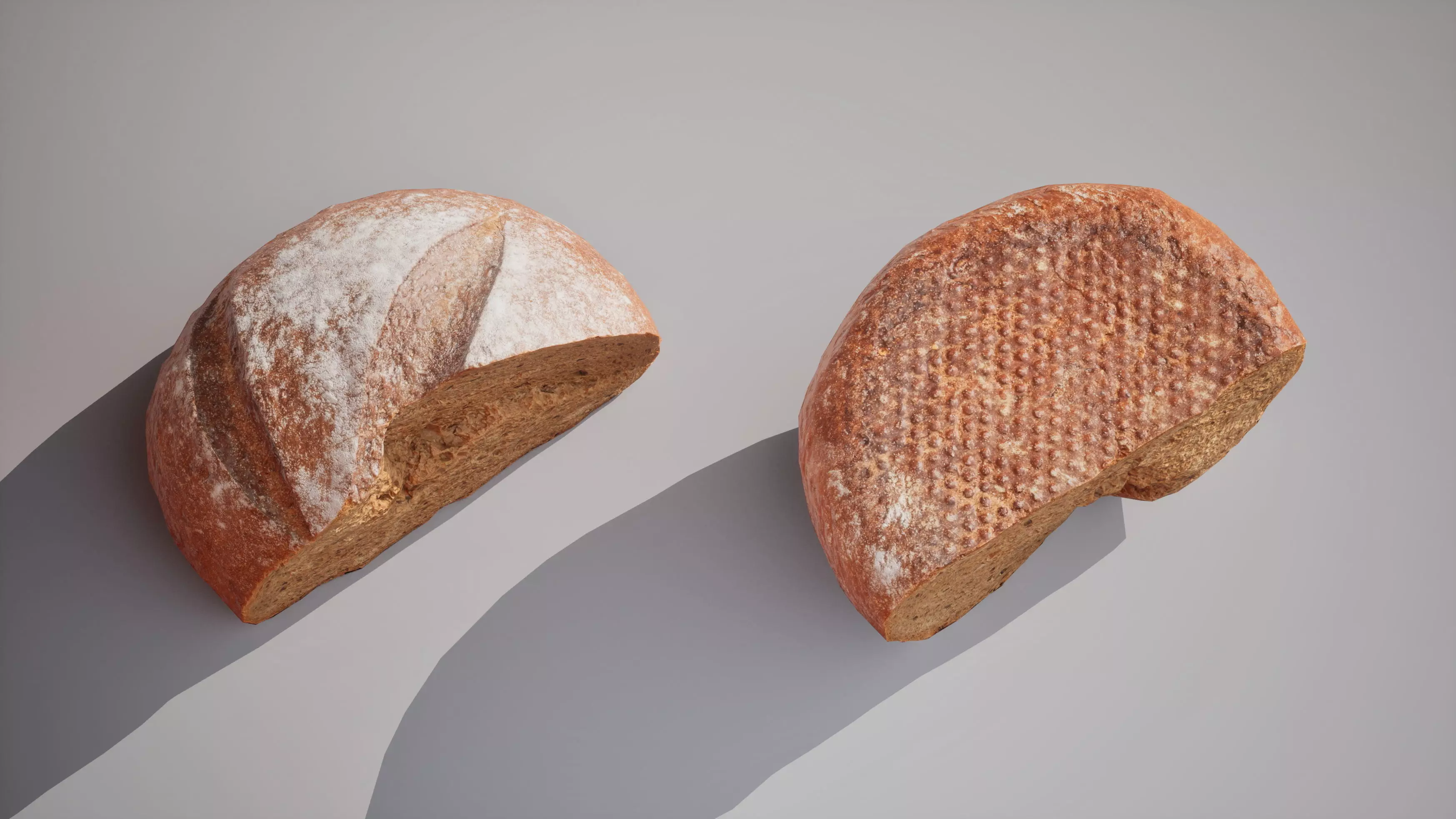 Half of rye bread Game ready model 3K triangles 4K PBR textures Low-poly 3D model_16
