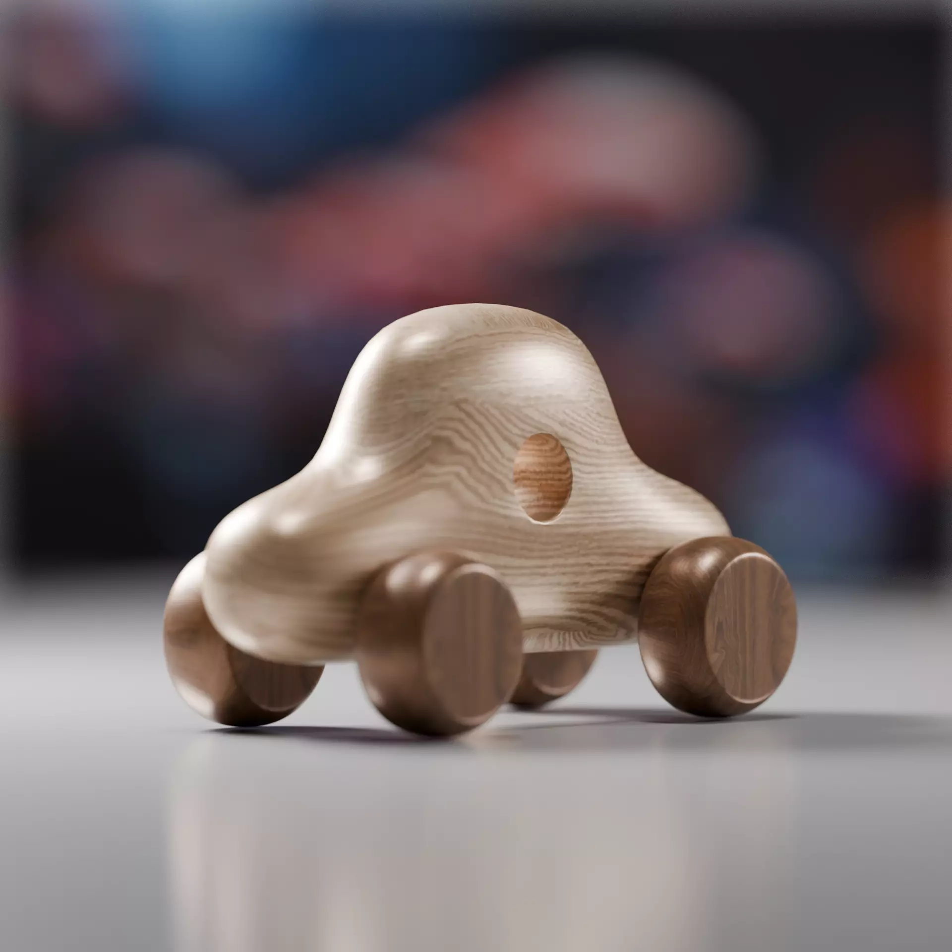 wooden toy car 3D model_3