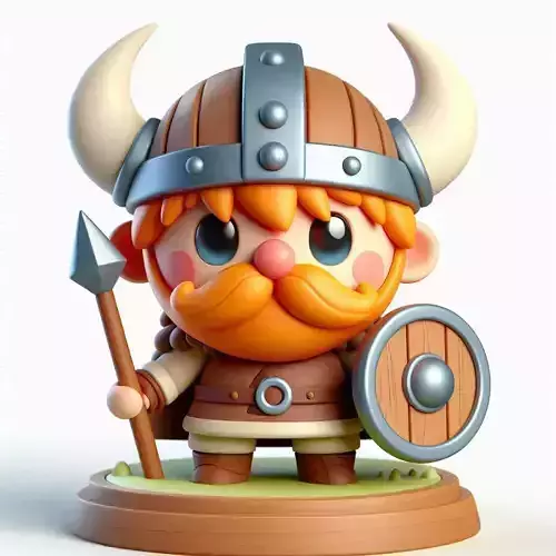 Cute Cartoon Viking Warrior 3D Model - Optimized for 3D Printing 3D print model
