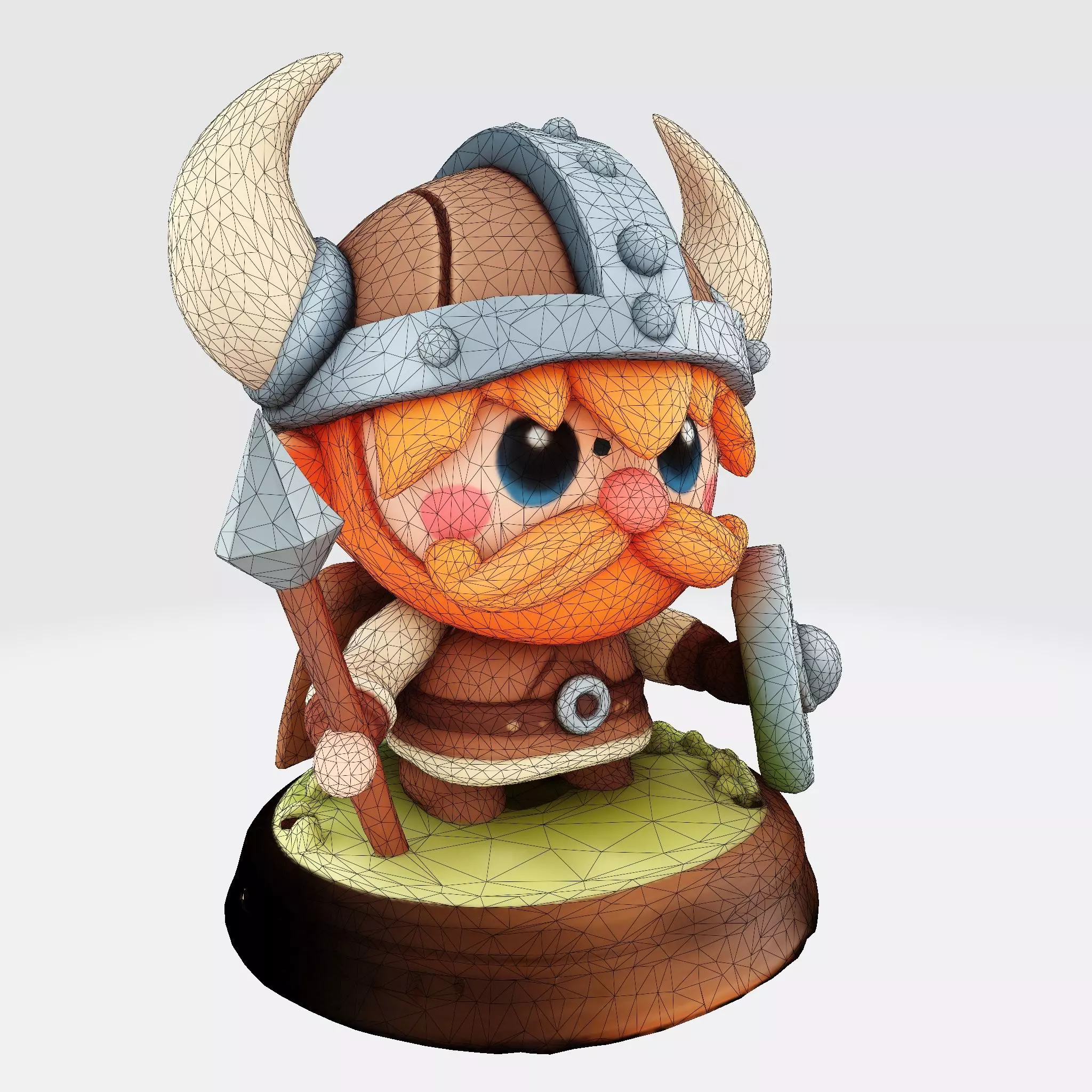 Cute Cartoon Viking Warrior 3D Model - Optimized for 3D Printing 3D print model_5