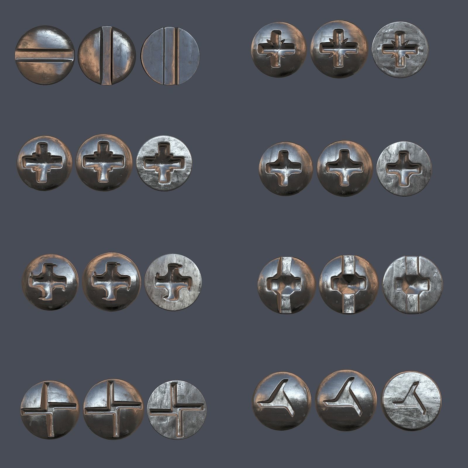 Collection of screws nuts and bolts 3D model_4