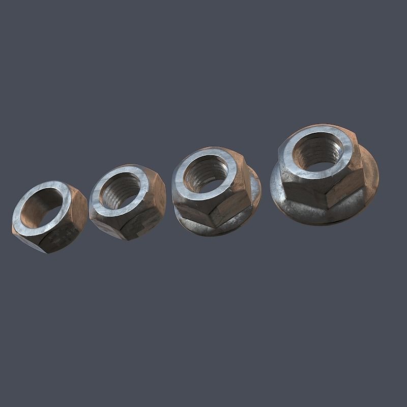 Collection of screws nuts and bolts 3D model_10