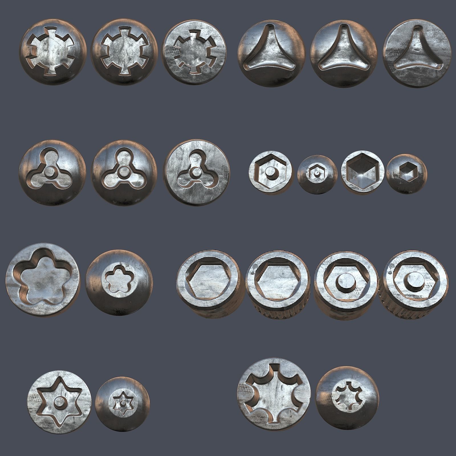 Collection of screws nuts and bolts 3D model_7