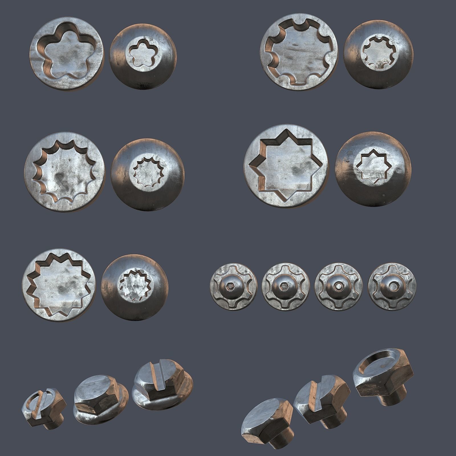 Collection of screws nuts and bolts 3D model_6