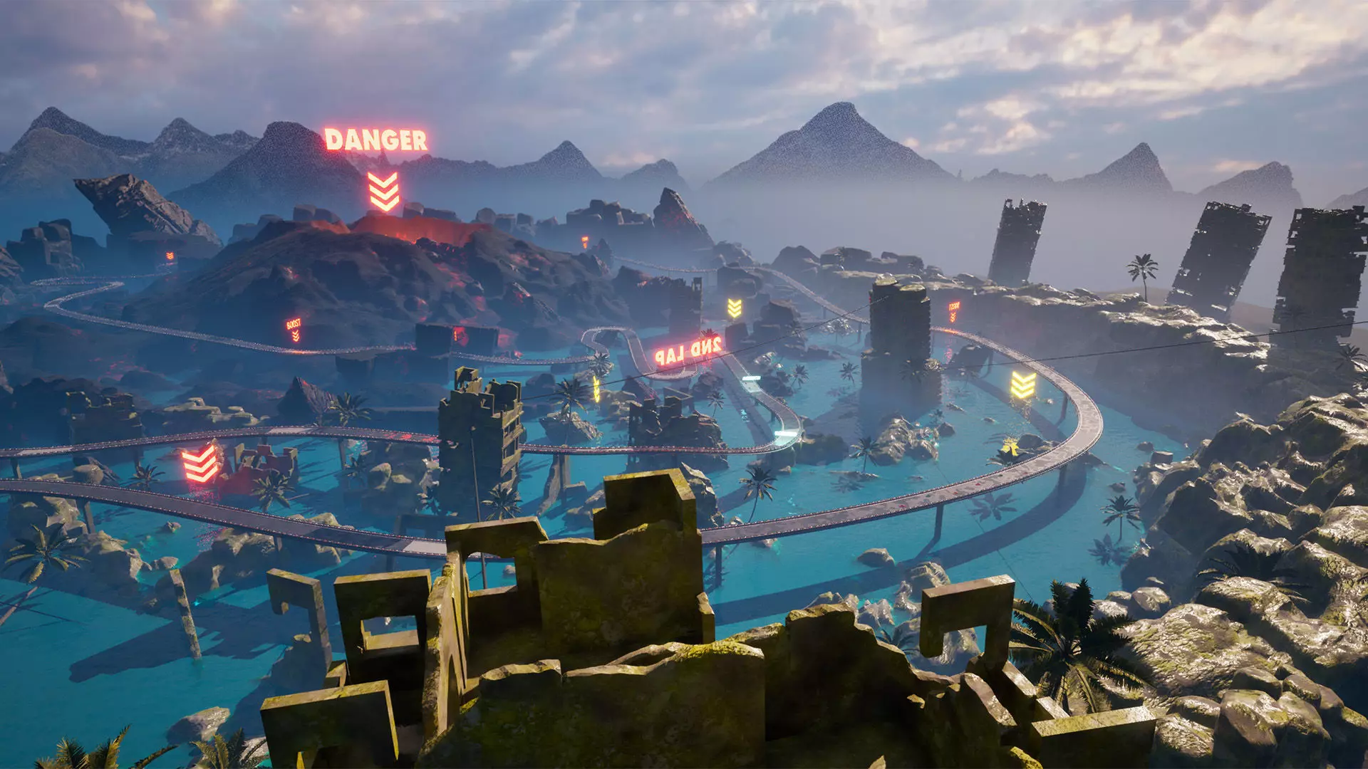 Chrono-Circuit Game Environment Sci-Fi Race Track Low-poly 3D model_9